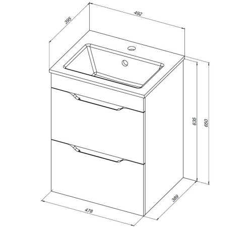 Тумба под раковину Aquanet Практика 50 белый матовый (2 ящика)