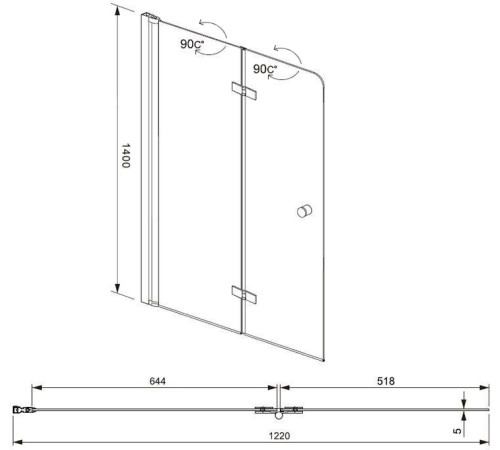 Шторка на ванну Aquanet Beta 4 NF6222-hinge, прозрачное стекло