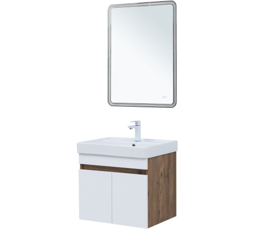 Тумба под раковину Aquanet Оптима 60 дуб рустикальный/белый сатин