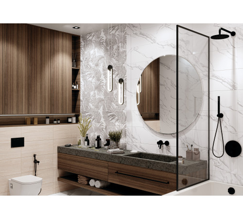 10300000240 Декор Anima белый 01 панно из 3 плит матовый 75x60