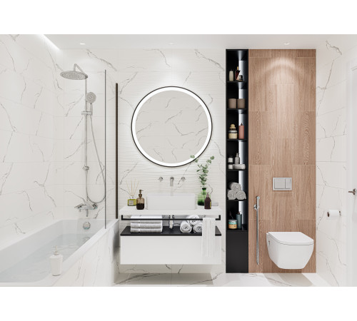 10100001339 Плитка настенная Arto белая 02 глянцевая 25x60